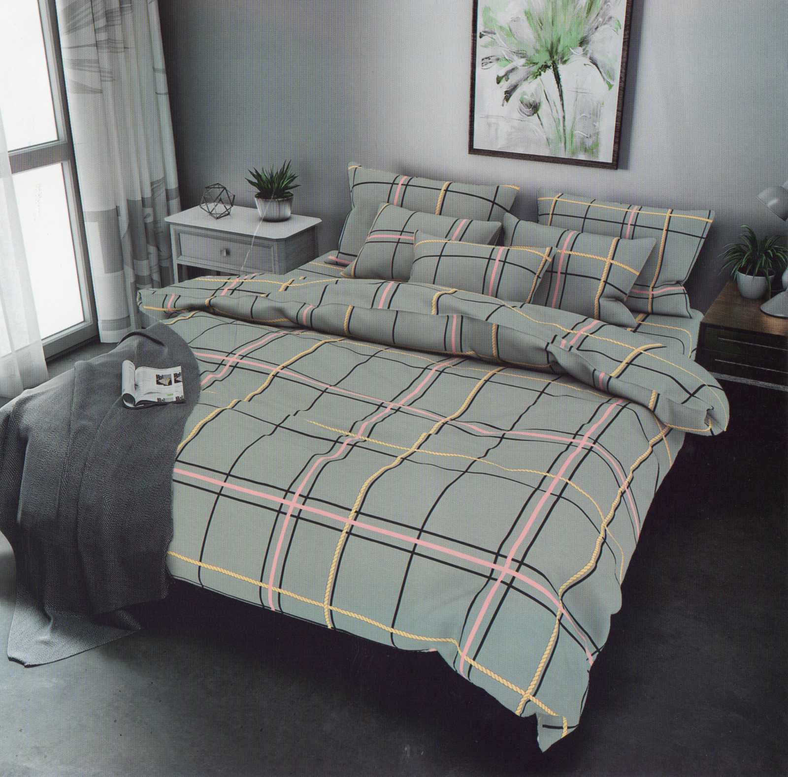 Постільна білизна двоспальна (бязь) "Клітка зелена"