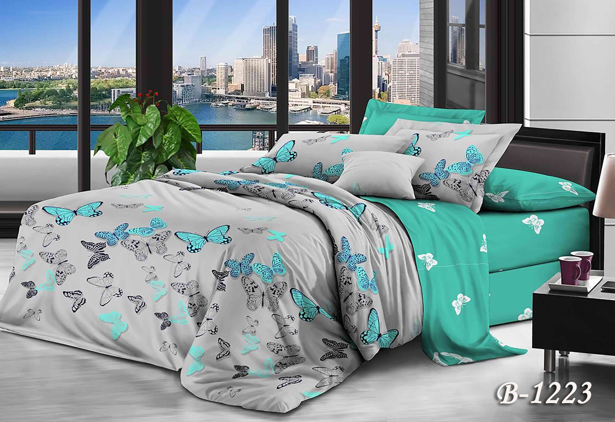 Постільна білизна двоспальна (бязь) "Метелики"