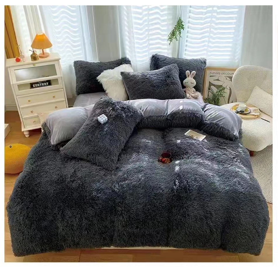 Постільна білизна євро EAST (велюр)+довгий ворс "Графіт"