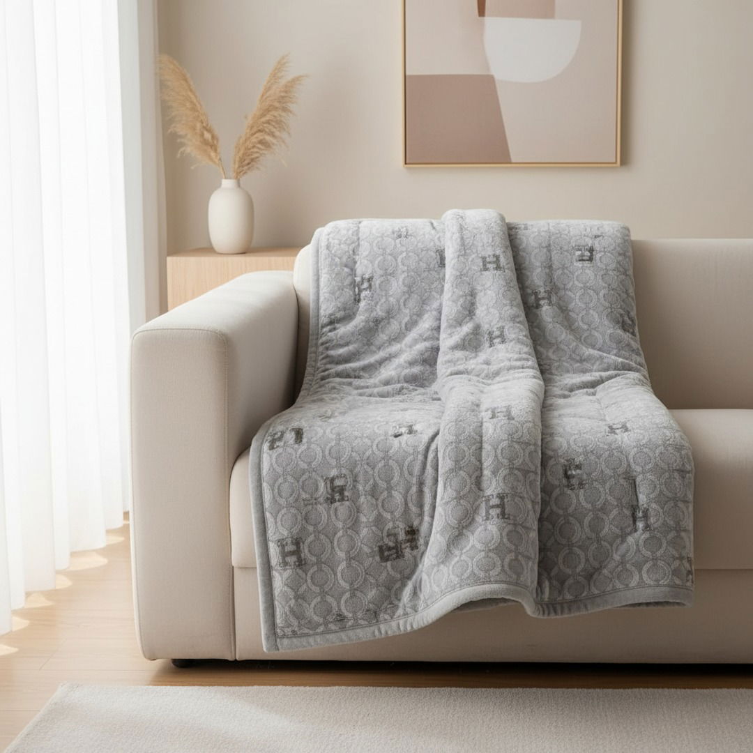 Плед-покривало двошарове бамбук 200x230 см сірий 