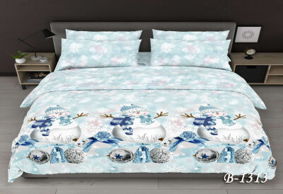 Постільна білизна полуторна "Сніговик у шапочці" В-1313