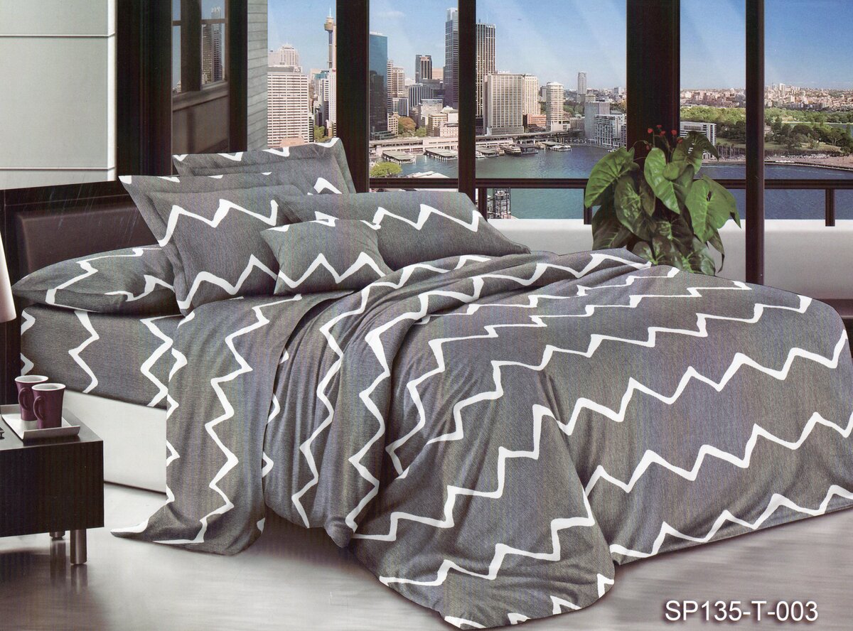 Постільна білизна євро (мікросатин) "Зигзаг сірий"