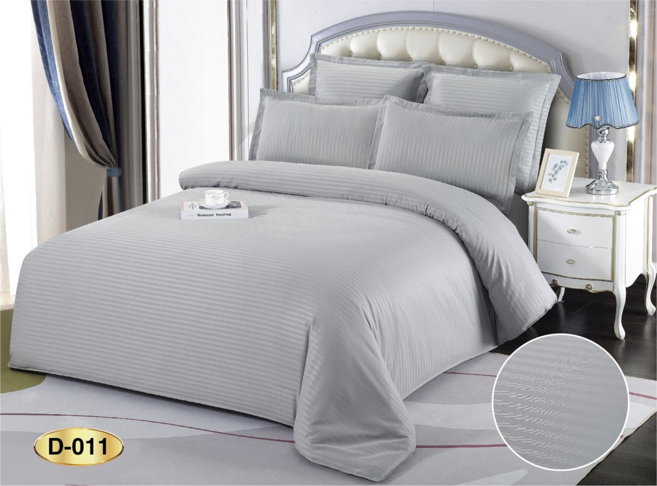 Постільна білизна "EAST" Страйп-сатин "Сірий" євро