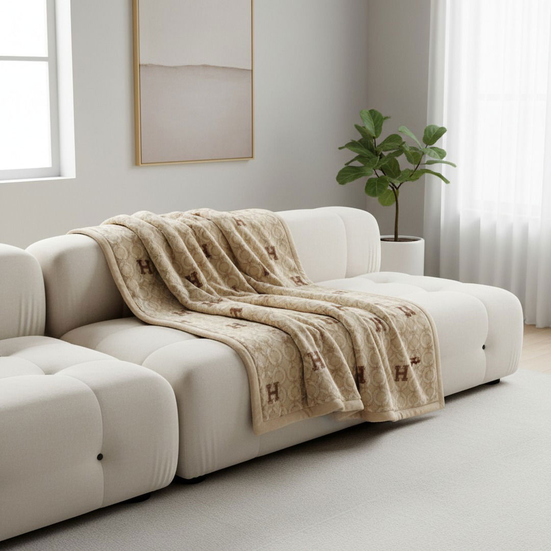 Плед-покривало двошарове бамбук 200x230 см бежевий 