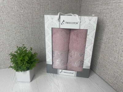 Набір махрових рушників (2 шт.) FREECOTON "Вінтаж рожевий"