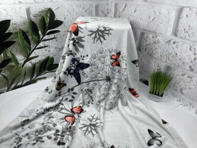 Дитячий плед із флісу 110х140 см. "Метелики на сірому"